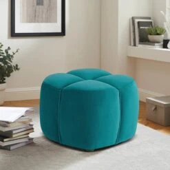 Tracey Boyd Teal Ottoman -Furniture Series Store tracey boyd teal ottoman 2