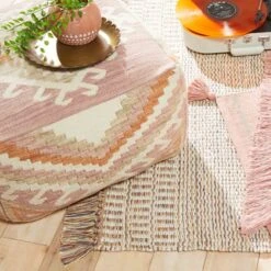 Tracey Boyd Woven Kilim Pouf, 20x13 -Furniture Series Store tracey boyd woven kilim pouf 20x13 3