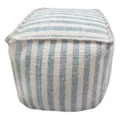 Ty Pennington Lex Blue Striped Square Pouf, 16"
