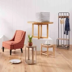 Ty Pennington Lex Blue Striped Square Pouf, 16" -Furniture Series Store ty pennington lex blue striped square pouf 16 3