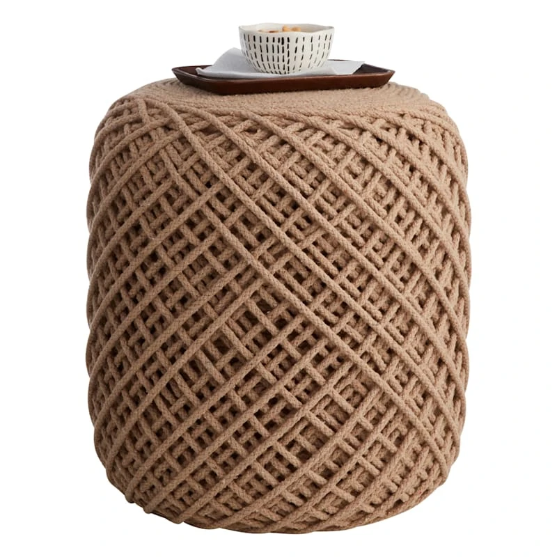 Ty Pennington Reid Twisted Ottoman, Wool Brown 4 Ty Pennington Reid Twisted Ottoman, Wool Brown - Image 2