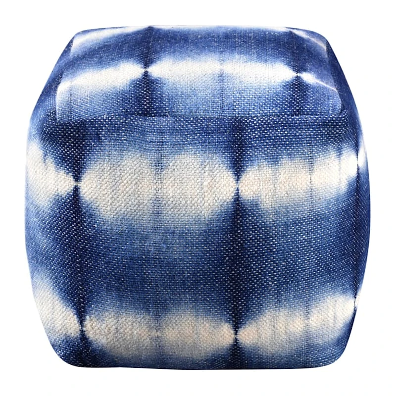 Ty Pennington Shyloh Shibori Print Pouf, Blue 4 Ty Pennington Shyloh Shibori Print Pouf, Blue - Image 2