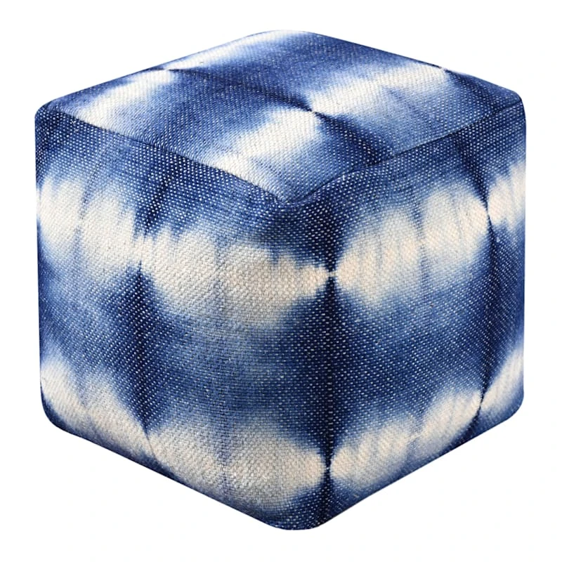 Ty Pennington Shyloh Shibori Print Pouf, Blue 3 Ty Pennington Shyloh Shibori Print Pouf, Blue