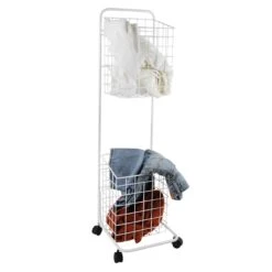 Ty Pennington White Double Hamper Cart -Furniture Series Store ty pennington white double hamper cart 2