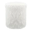 White Faux Fur Round Ottoman -Furniture Series Store white faux fur round ottoman