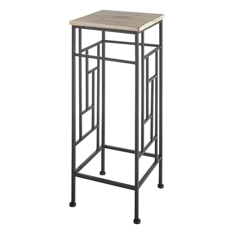 Wood Top Plant Stand With Metal Frame, Medium 3 Wood Top Plant Stand With Metal Frame, Medium